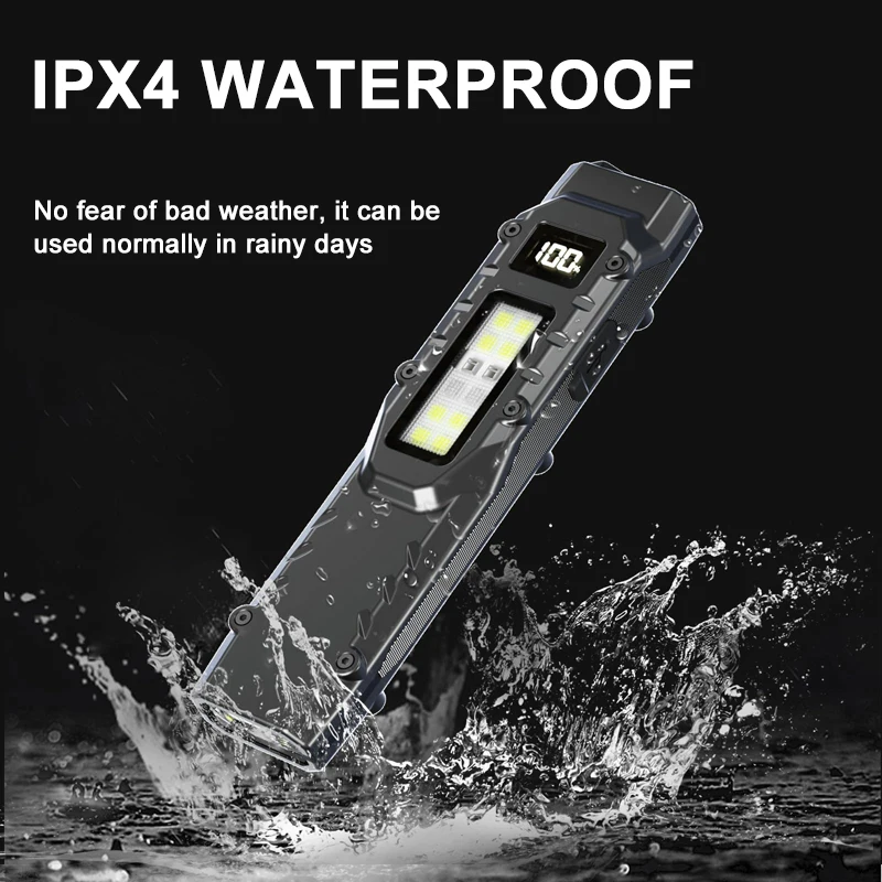 ไฟฉายยุทธวิธี EDC, ไฟฉาย LED แบบพกพา 7 โหมด 1200LM พร้อมจอแสดงผลดิจิตอลแบบชาร์จ USB-C ไฟด้านข้างกันน้ำ IPX4
