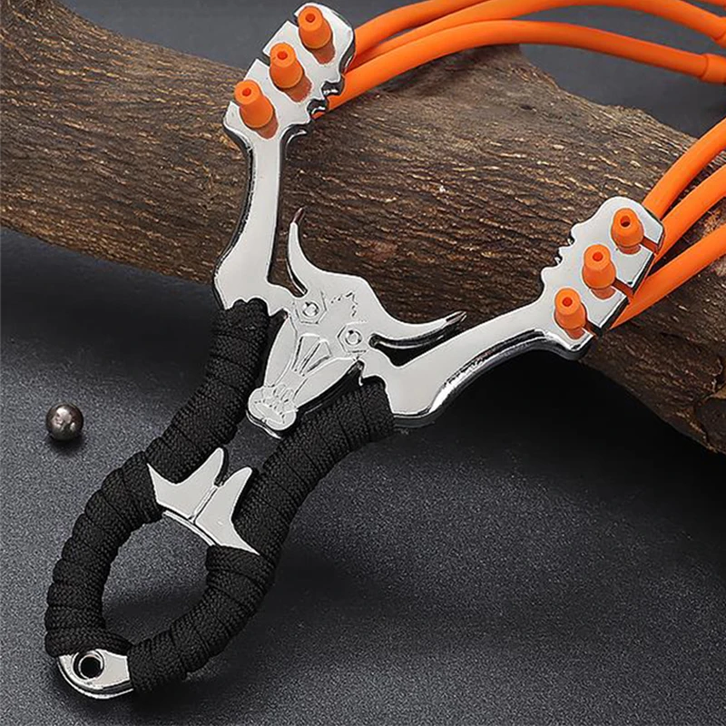 Strong Metal Slingsshots Shooting Toy 6-strand Card Ball Rubber Band Outdoor Sports Game Parent-child Interaction Toys for Boys