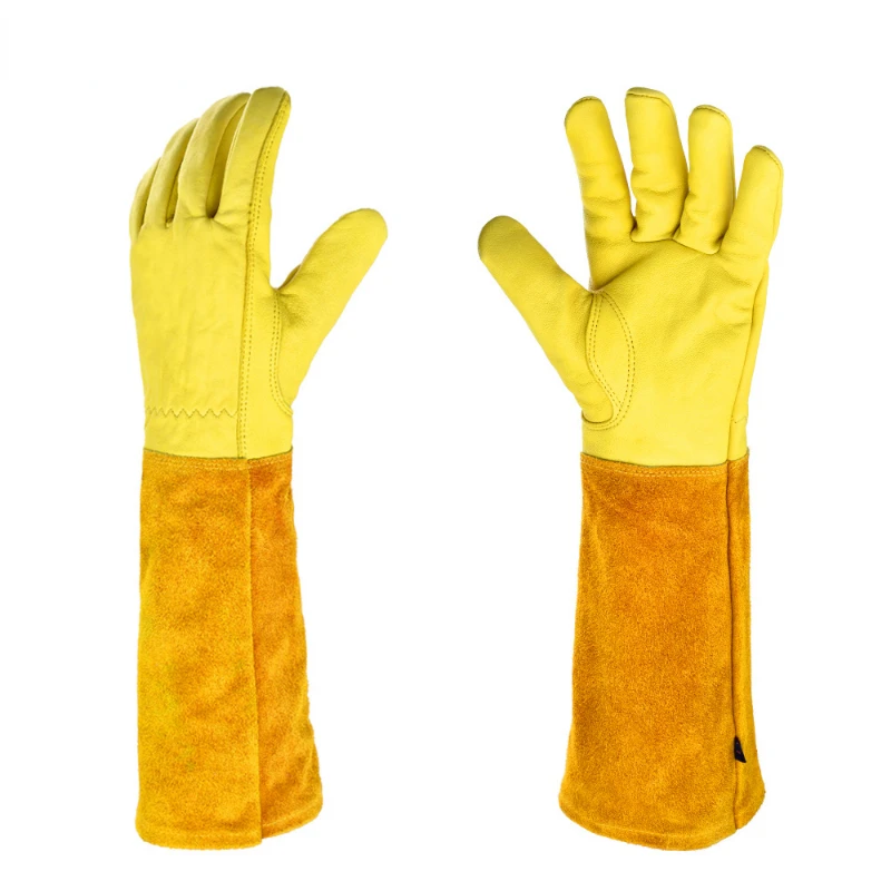 Guantes de cuero transpirables para hombre y mujer, manopla de manga larga para podar rosas, el mejor guante de jardinería, regalos de jardín, 1 par