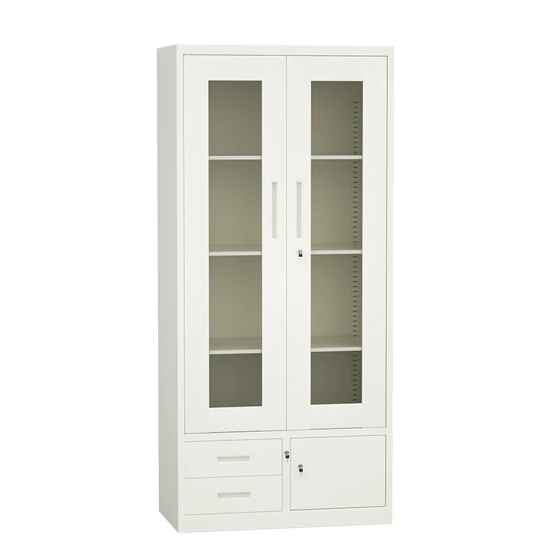 ！@Modern Steel Cabinet with Glass Door New Home Office Furniture Commercial Grade Document Storage for Home School Warehouse Hot