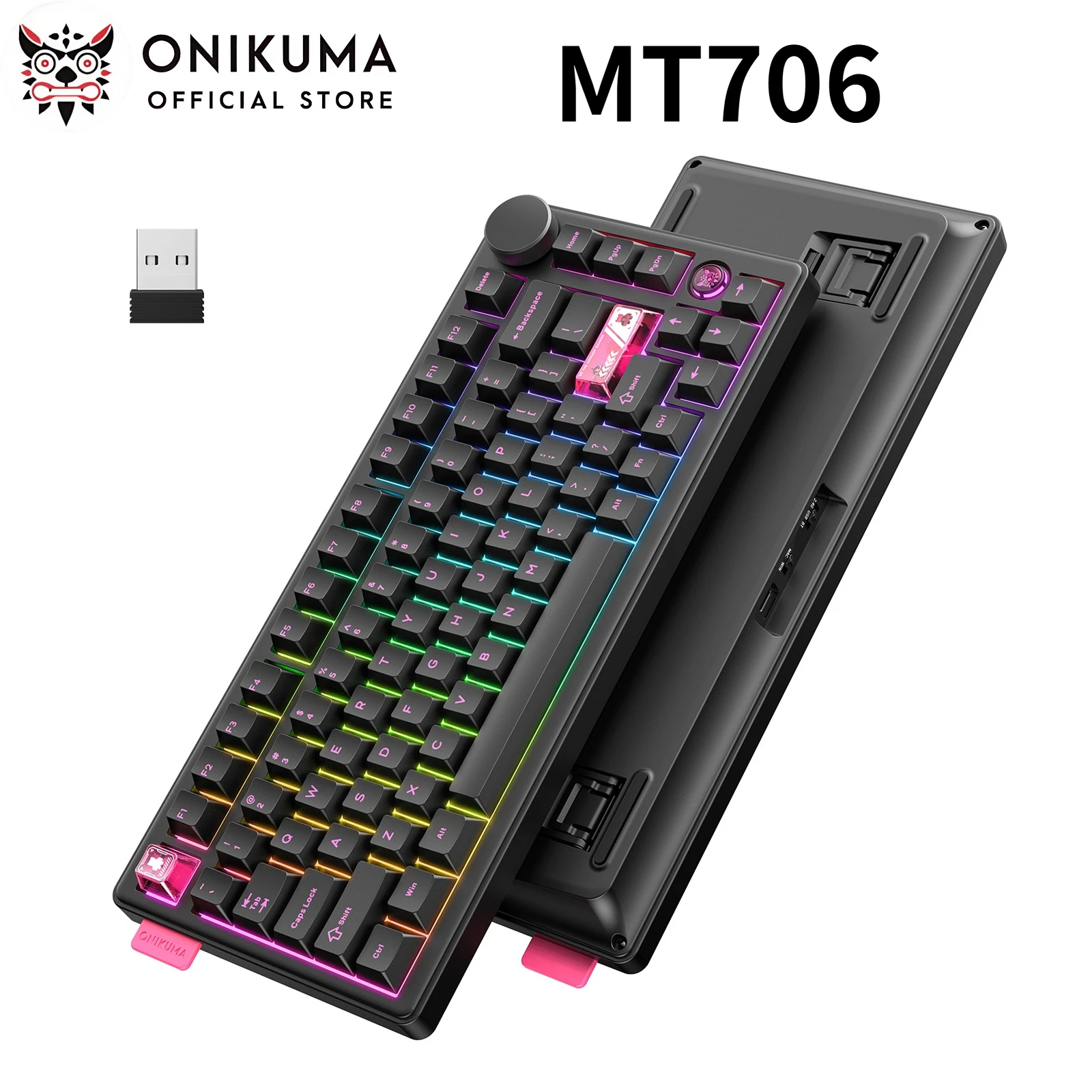 

ONIKUMA MT706 Wireless Gaming Keyboard Thri-mode 2.4g/ Wired/Bt Gasket Mount Full Key Hot Swappable 81-Key RGB Custom Keyboard