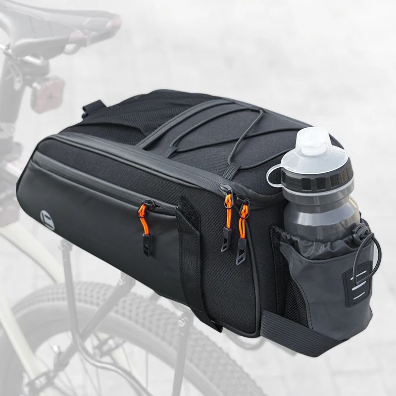 Reflective Bike Rear Seat Bag, Cycling Storage Pouch,  with Water Bottle Holder and Tail Light Compatibility