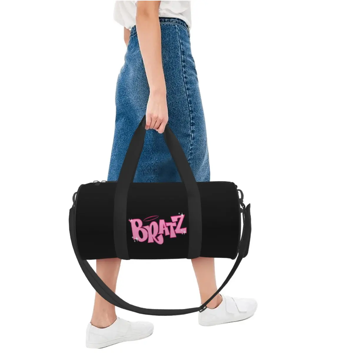 Bratz! Blingee Y2k Bratz Logo Sport Bags with Shoes Gym Bag Portable Men Women Design Handbag Training Retro Fitness Bag