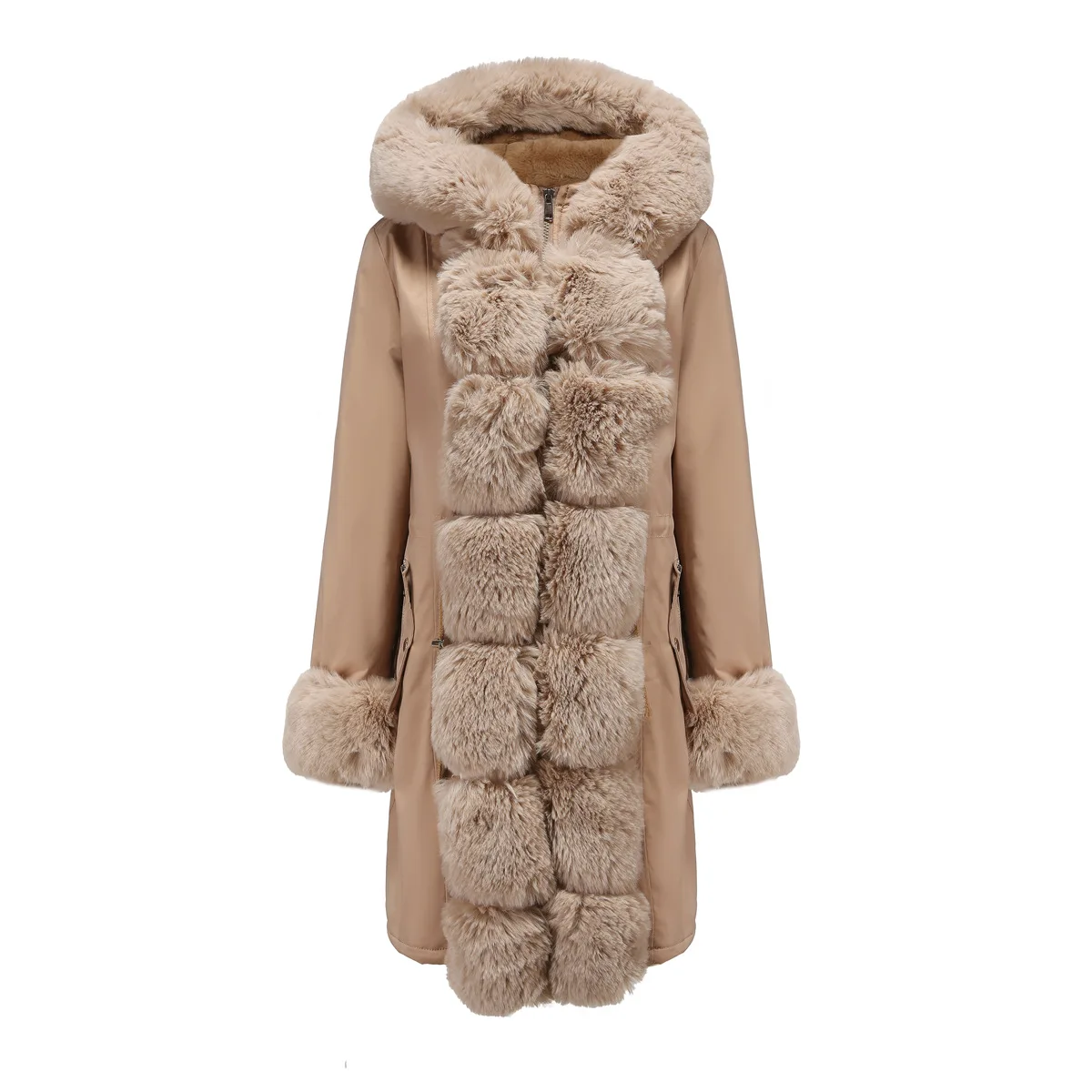 Mid Length Women's Winter Down Jacket Coats Parkas Woman Clothes Detachable Fur Collar Hooded Warm Padded Jackets Outerwear WY73