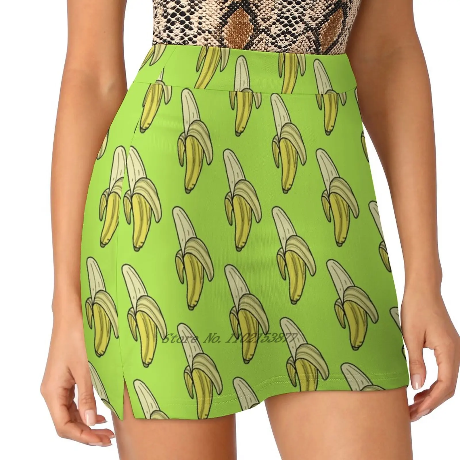 Banana - Lime Women's Fashion Sporting Skirt With Pockets Tennis Golf Running Skirts Breakfast Bright Cooking Cool Cute