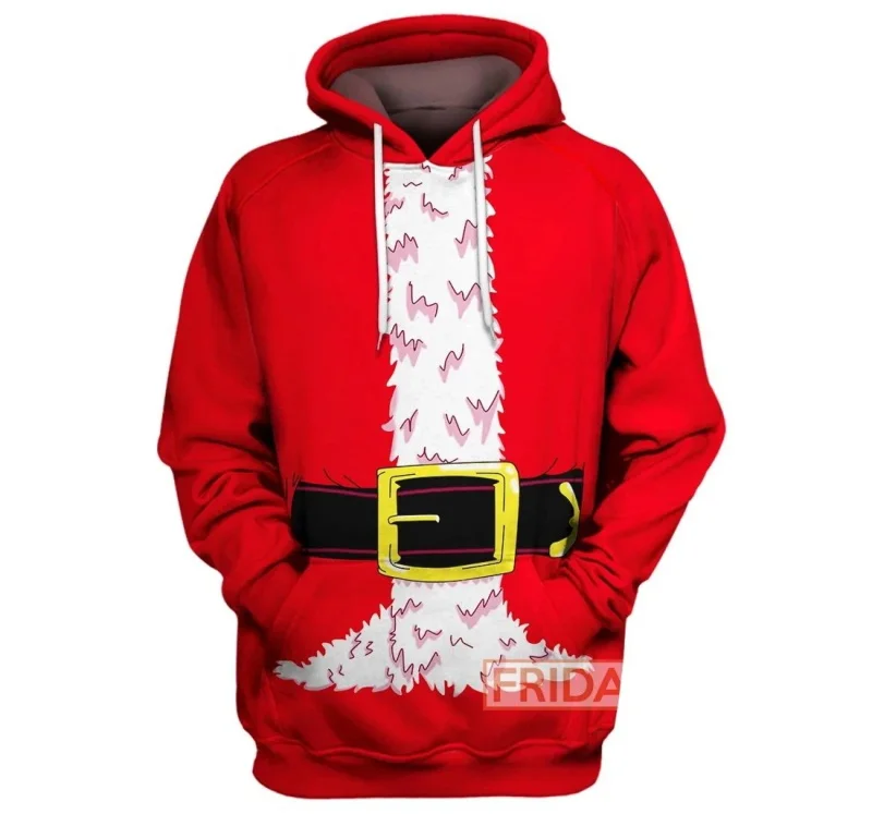 

Full Printed Christmas Santa Claus Pullover Hoodie For Men Women Funny Cosplay Graphic Sweatshirt Coat Clothes Kids Xmas Hoody