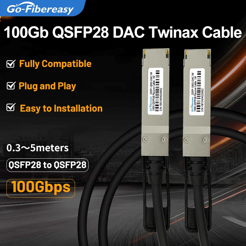 QSFP28 к QSFP28 100Gb DAC кабель 0,5 m,1M,2M,3M,5M 100G, Пассивный прямой Twinax медный для переключателя Mikrotik,Huawei,Juniper