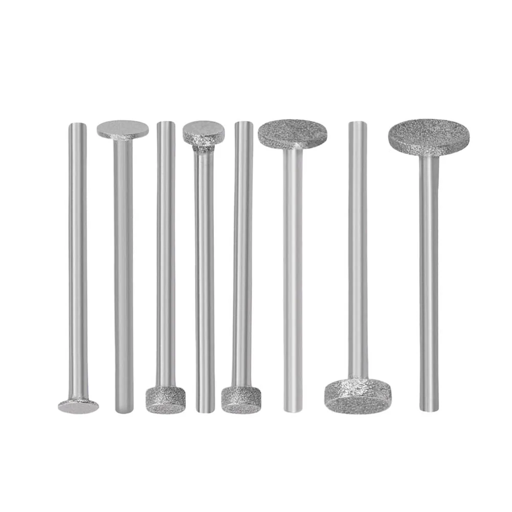 2PCS 6/8/10/10mm Kopf Diamant Schleifen Kopf 3mm Schaft Grate Schleif Polieren jade Stein Carving Werkzeuge Zubehör