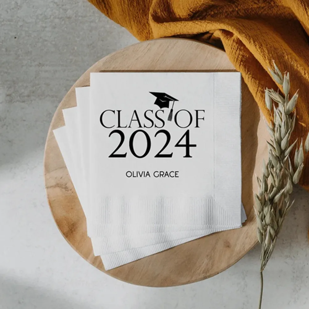 

50PCS Personalized Graduation Napkins, Class of 2024 Graduation Party Napkins, 2024 Graduation Decor, High School Grad, College