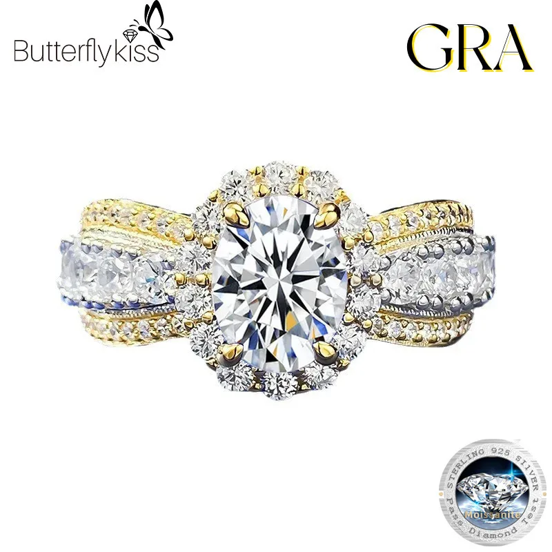 

Роскошные кольца с муассанитом Butterflykiss 1,5 карата для женщин и мужчин, унисекс, ювелирные изделия из стерлингового серебра 925 пробы, женское кольцо с бриллиантами из муассанита