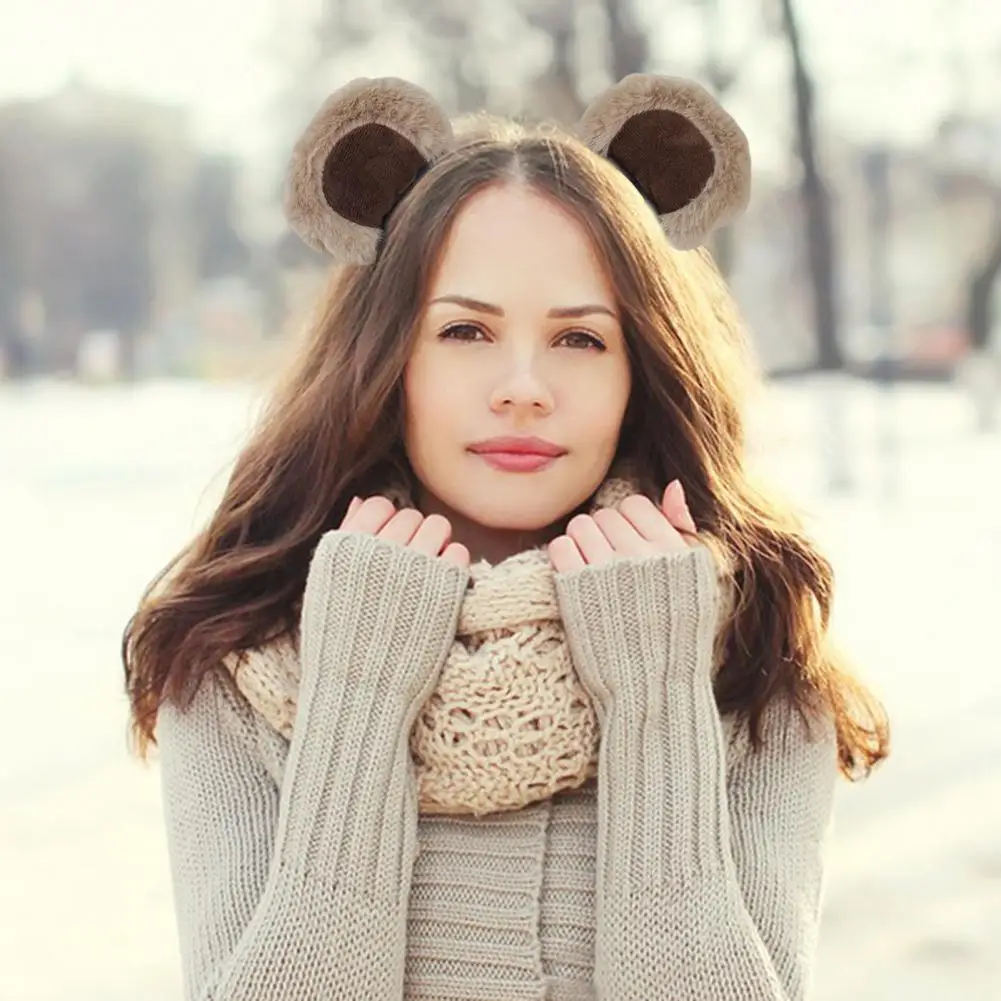 Chipmunk Ear Headband Plush Bear Ear Decor Girl Headgear Elastic Design Animal Theme Headband Makeup Headgear Ушной Ремень