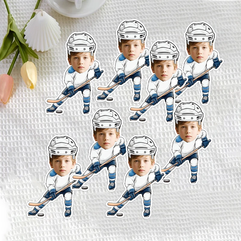 20pcs Play Ice Hockey Theme Customize Your Avatar Stickers Poster Envelope Greeting Card Doors Windows Party Decoration Supplies view 6