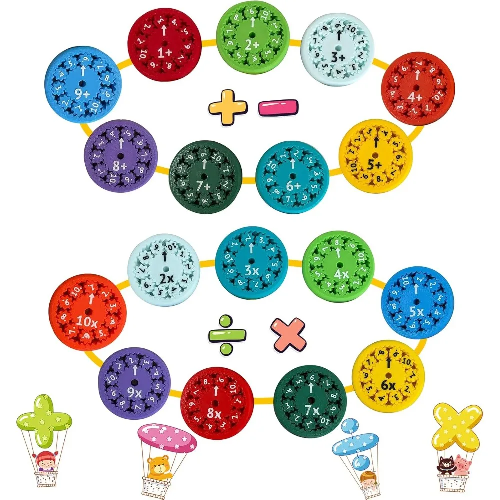 Math Fidget Spinner numéro rond Math Fidget Spinner pour les enfants apprendre l'addition soustraction Multiplication Division 18 pièces