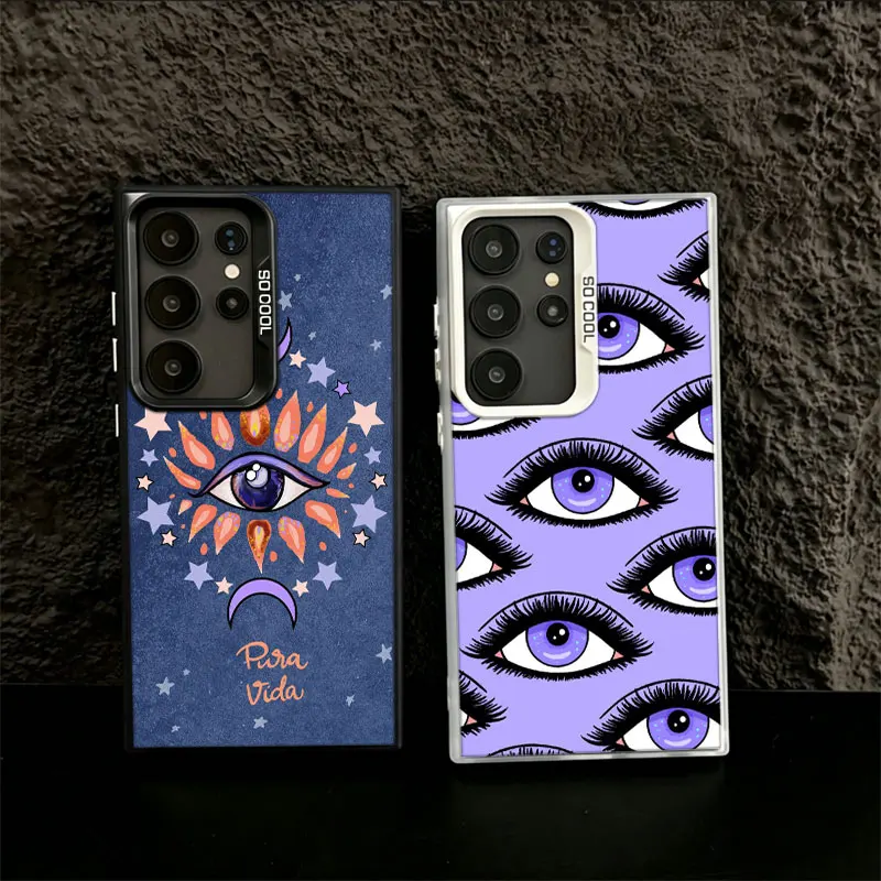Gold Foil Evil Eye Phone Case for Samsung S26 Ultra S25 Edge S24 FE S23 FE S22 Plus Galaxy S21 S20 Cover Back Anti-fall Pattern