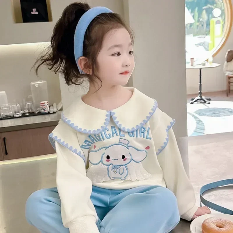 Sanrio Cinnamoroll Children Kuromi Set Cartoon Relaxed Casual Girls Long Sleeved Suit Kawaii Children Clothing Birthday Gifts