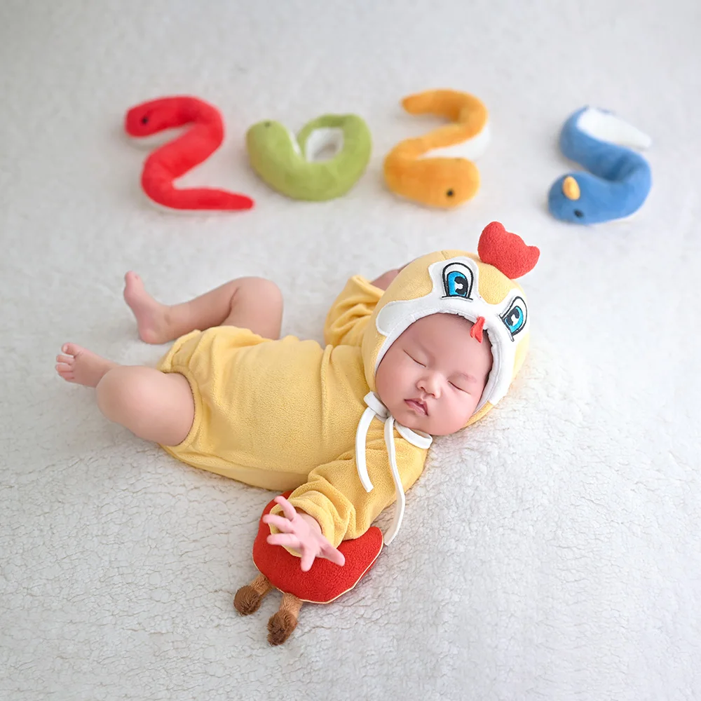 Lovely Snake Year Theme Photography Clothes Cartoon Animal Baby Costume Snake Dolls Posing Props Studio Photo Shoot Accessories