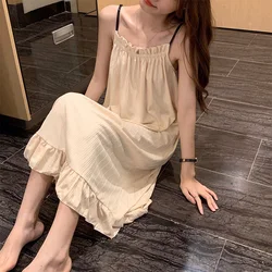 Summer New Korean Sling Ladies Nightgown Princess Style Pure Desire Can Be Worn Outside Sweet Comfortable Pajamas Homewear