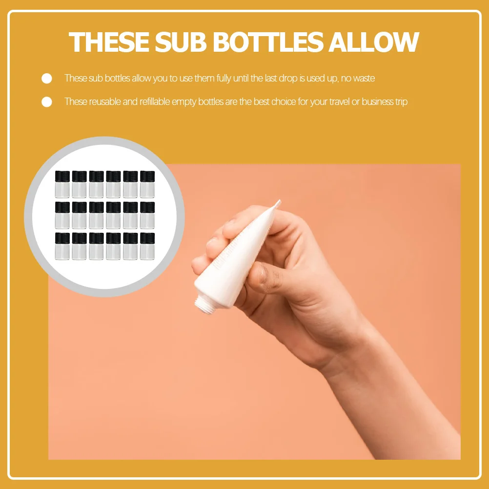 50 قطعة زجاجات الزيوت العطرية الزجاج السفر مانعة للتسرب إعادة الملء زجاجة فرعية فارغة لوشن واقية من الشمس الشامبو مكيف