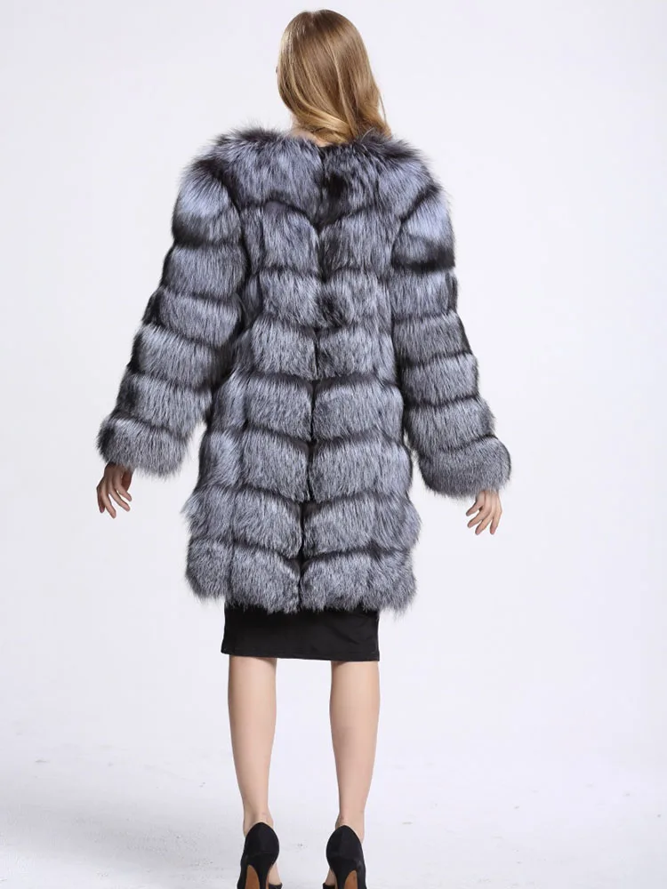 ZADORIN Furry Silver Fox Faux Fur Coat Women Luxury Winter Thick Warm Long Faux Fur Jackets and Coats Ladies Overcoat Streetwear