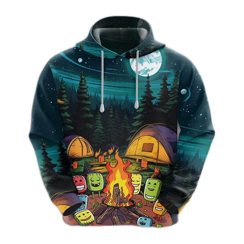 Men's Hoodie Outdoor Hiking And Camping 3D Printing Pattern Pullover Sweatshirt Fun Bear And Deer Autumn Casual Street Hoodies