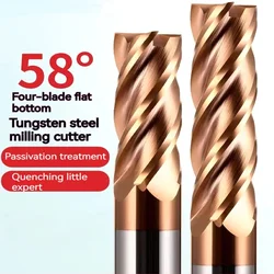 HRC58 Carbide End Mill 4Flutes Metal Steel Tungsten Milling Cutter Alloy Coating Cutting Tool CNC Maching 1 2 3 4 5 6 7 8 9-20MM