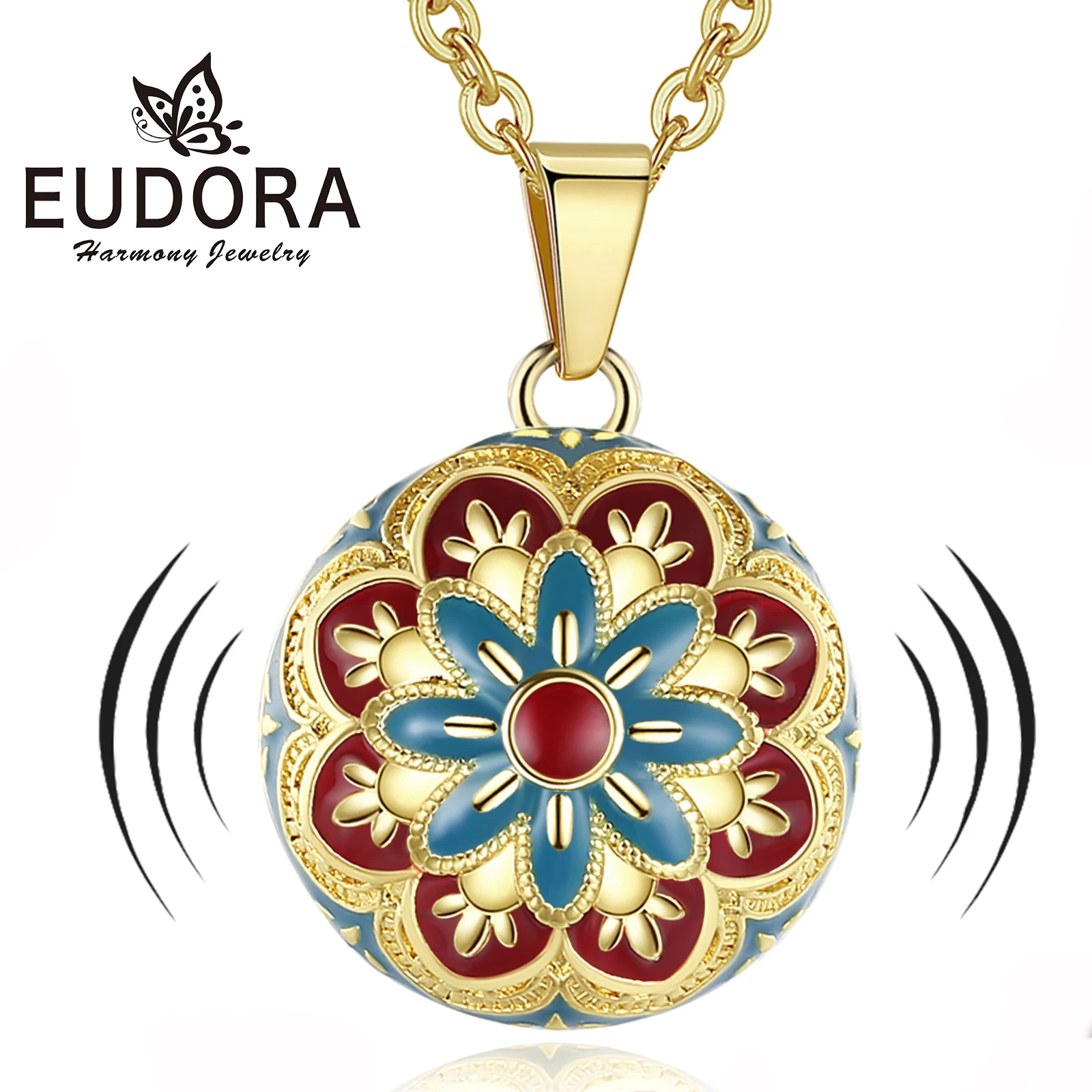 

Eudora Bola de Grossesse Necklace Flowers Angel Caller Musical Bell Pendant DIY llamador de ángeles Jewelry for Pregnant Women