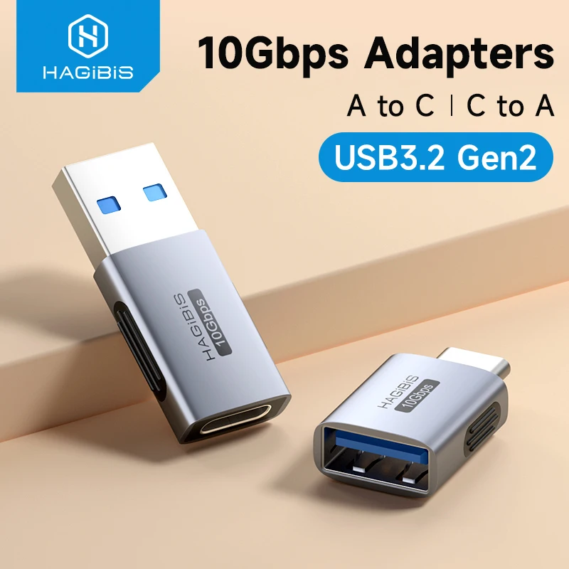 Hagibis USB to Type C OTG Adapter 10Gbps High-Speed Data Transfer USB C Male to A Female For Macbook Pro iPhone 15 iPad Tablet