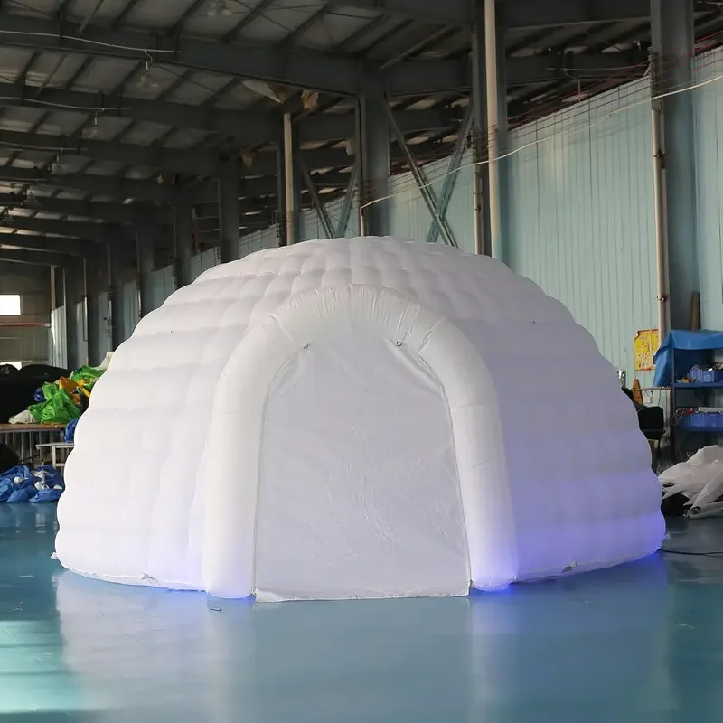 Portable inflatable outdoor igloo dome tent with LED light and blower 16.5ft shelter igloo marquee for party wedding camping