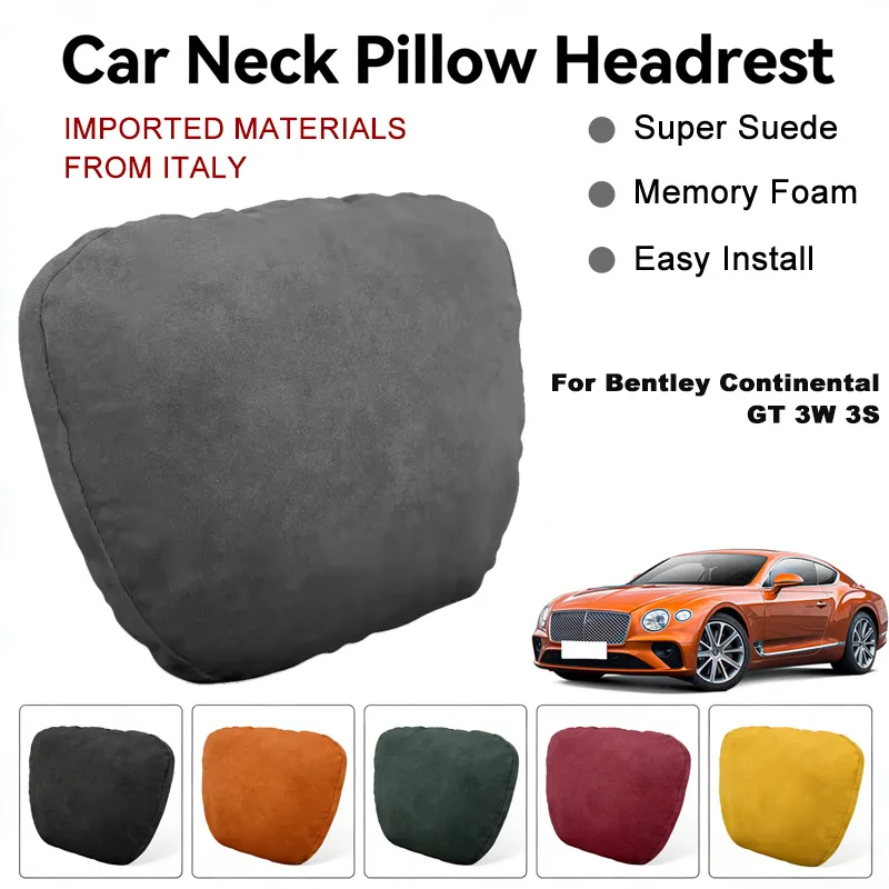 

Italy Suede Car Neck Rest Pillow For Bentley Continental GT 3W 3S Seat Head Neck Support Cushion Auto Interior Accessories