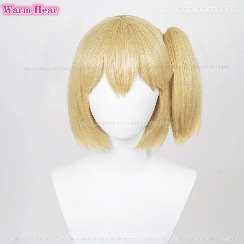 W magazynie Włosy syntetyczne Anime Yachi Hitoka Krótkie 30cm Ciepła złota peruka do cosplay Włosy termoodporne Peruki na imprezę Halloween + Czapka