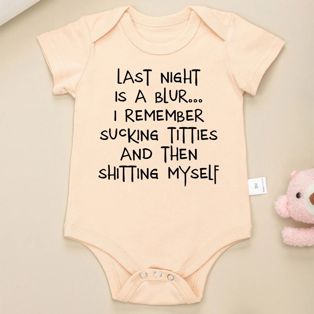 Funny Text Newborn Clothes Pajamas Cotton Cozy Soft Baby Boy Onesie Short Sleeve Home Casual Infant Girl Outfits Cheap Wholesale