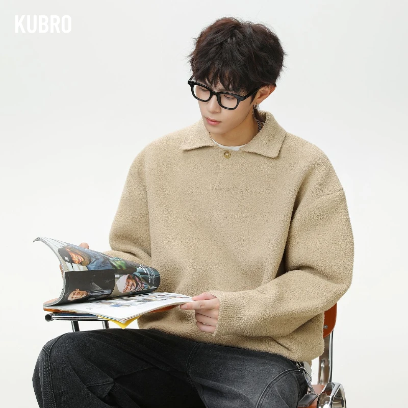 

Seagull Collar Sweater Men's Autumn and Winter New Thick and Warm Lapel Knitted Sweater Top Handsome Versatile Fashion