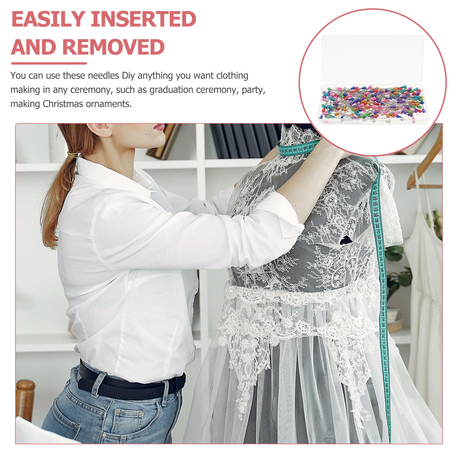 

200pcs Pearl Head Pins Straight Pins For Sewing Diy Decoration Home Wedding Quilting Fabric Craft Stick Needle Pushpin Storage