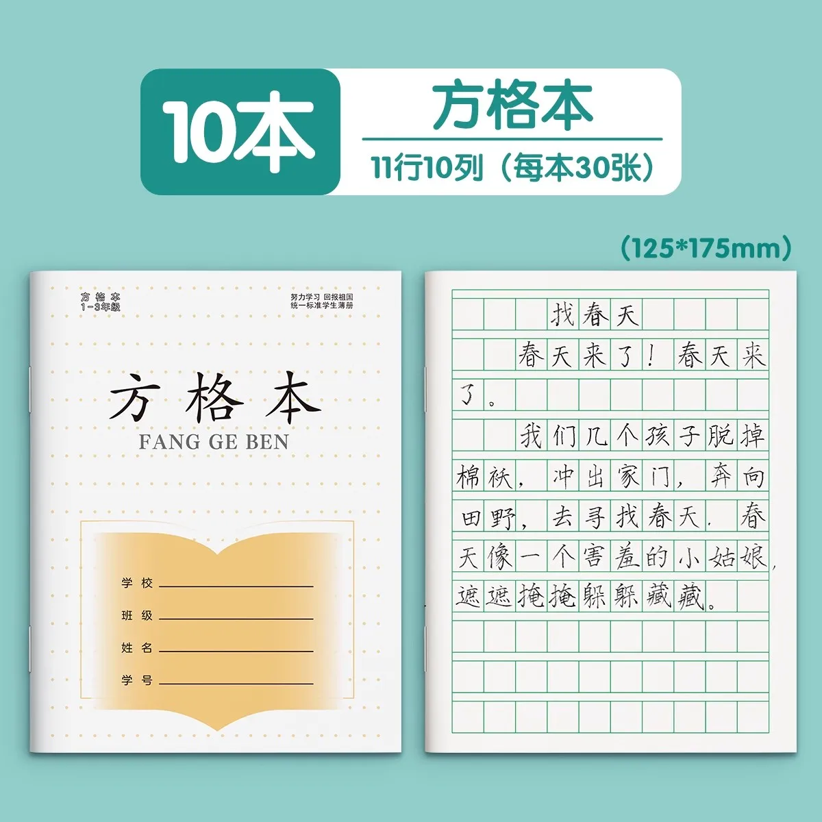 Libro di esercizi di scrittura cinese Pinyin da 10 pezzi per bambini Quaderno di esercizi Tianzige, quaderno di esercizi per l'apprendimento del mandarino per principianti