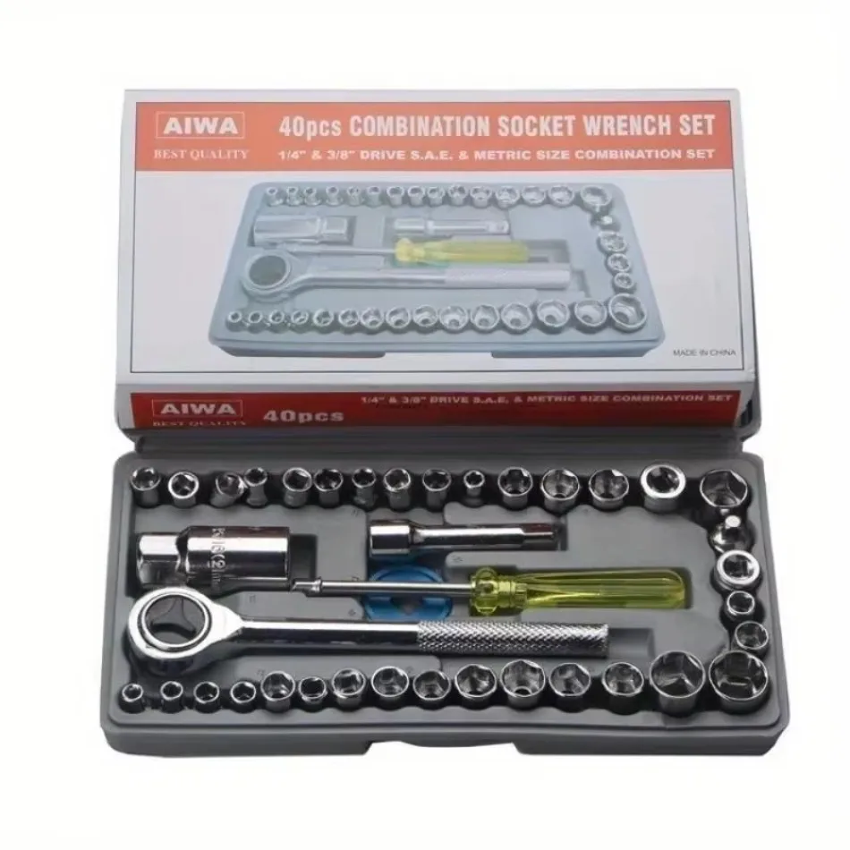 High Quality 40 Piece Multi-Purpose Socket Tool Set Hex Wrench Household Combination Tool Ratchet Wrench Set Repair Kit