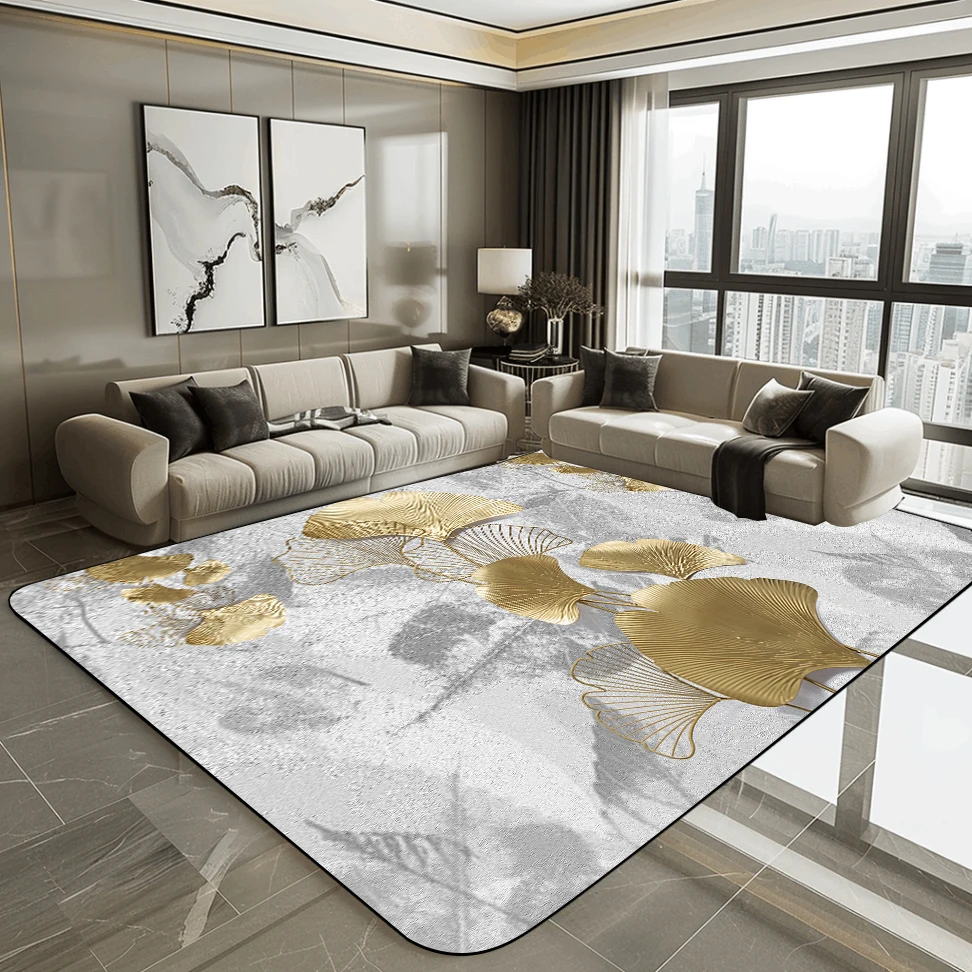 

Современный 3D ковер для гостиной, роскошный золотой Декоративный Напольный коврик, напольный коврик для коридора, дивана, спальни, гардеробной, мягкий Противоскользящий коврик