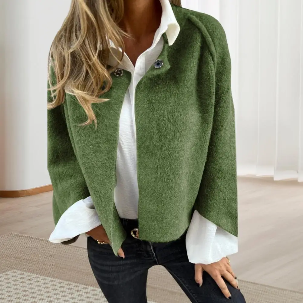 Women Autumn Winter Loose Short Imitation Cashmere Long Sleeve Jacket Women Fashion Coat