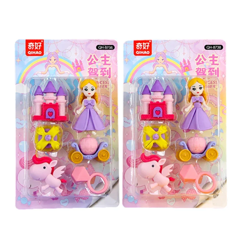 1card Eraser Cartoon Creative Child Eraser Princess Arrived at Kindergarten Cute Three-Dimensional Primary School Student