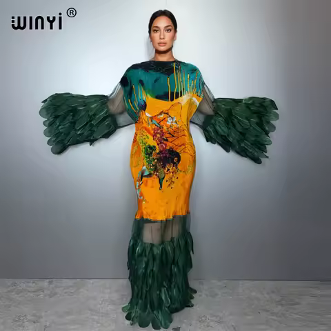 WINYI Pleated Elastic slim dress beach cover up kaftan abaya dubai luxury party dress fashion evening dress abaya muslim woman