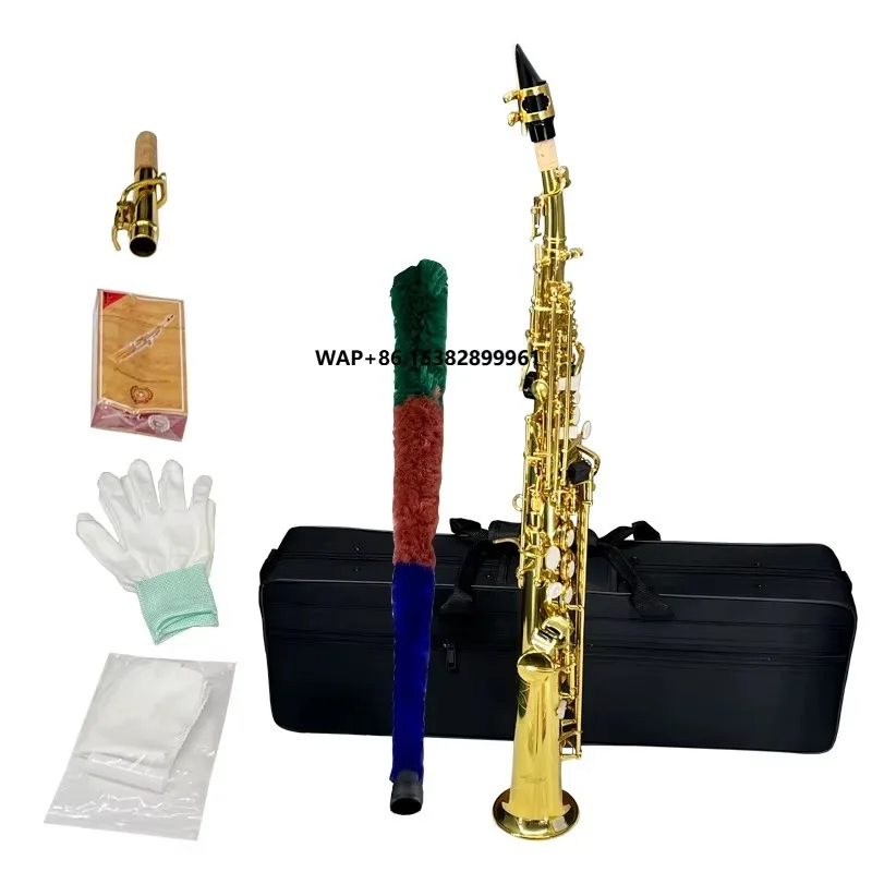 

Aiersi Factory Provide Professional Low Budget Straight Gold Lacquer Saxophone Woodwind Musical Instrument