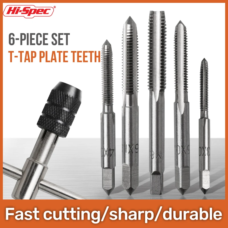 

Hi Spec 6Pcs M3-M8 HSS Metric Right Hand Machine Straight Fluted Screw Thread Tap Set Metric Plug Tap Drill Bits Set Hand Tools