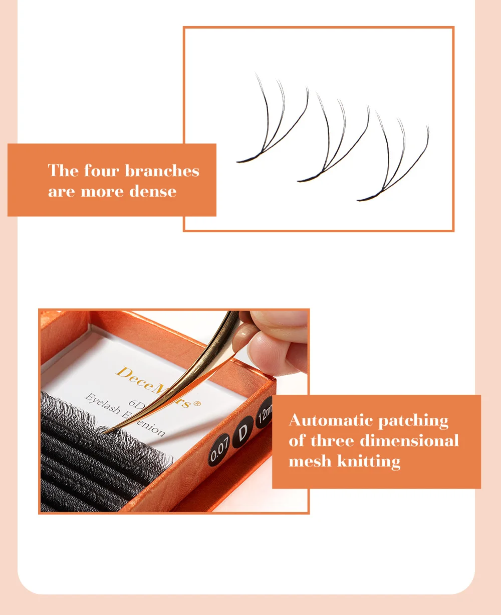 DeceMars 6D-W Shaped Eyelash Extension (12line/Tray)