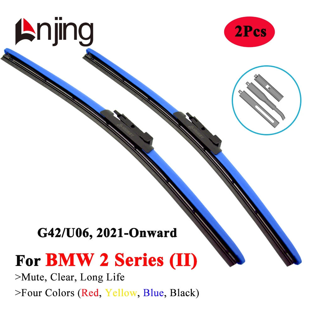 LNJING Colorful Wiper Blades For BMW 2 Series G42 U06 216d 218i 218d 220i 220d M235i M240i 2021 2022 2023 2024 Car Accessories