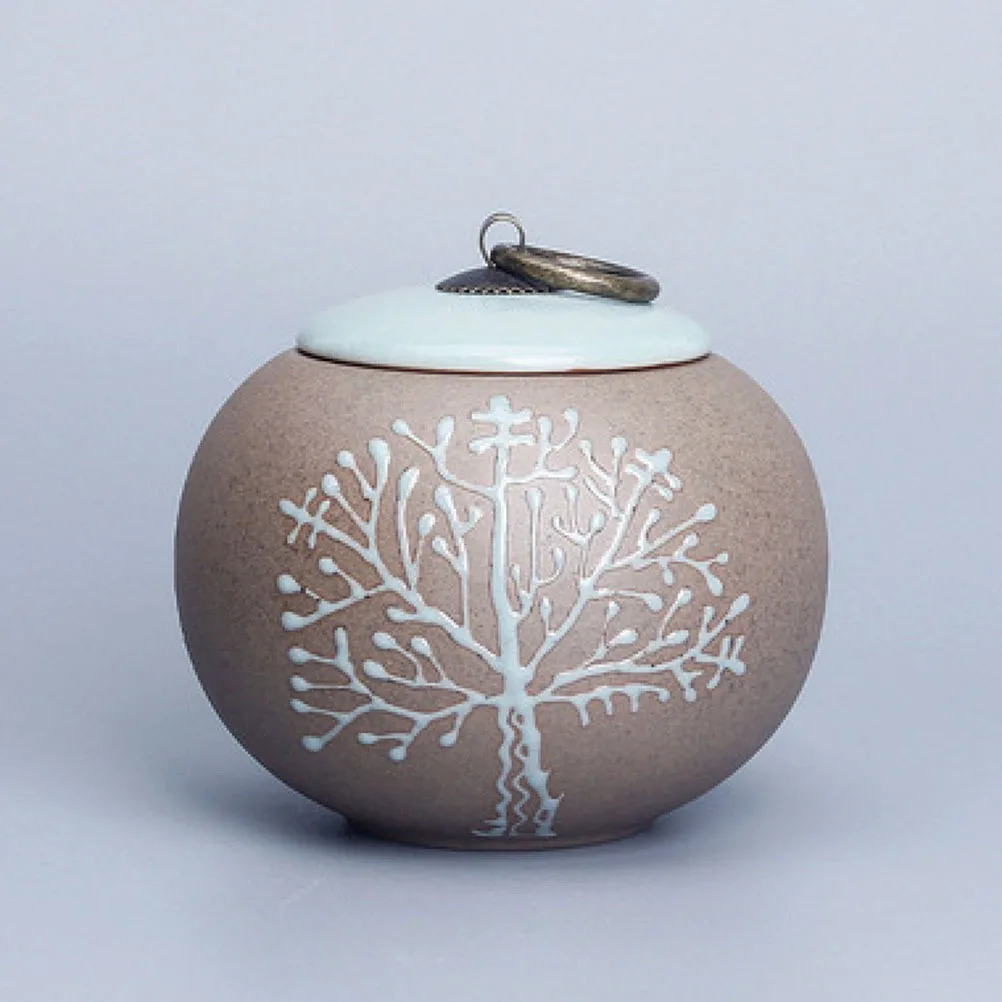 

Ceramic Tea Jar Simple Round Shape Storage Canister for Loose Tea Candy Coffee Kitchen Storage Jar Airtight Lid