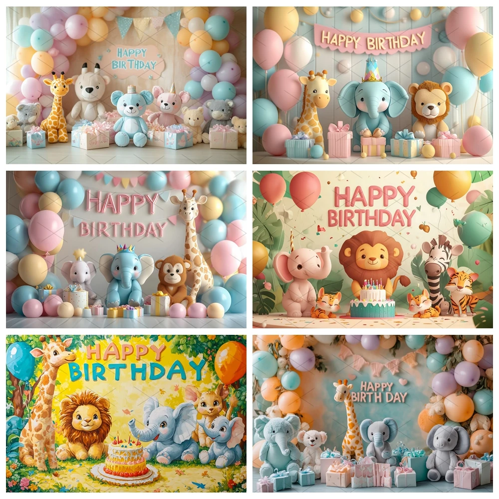 

Ai 3d Jungle Animals Colorful Background Cute Cartoon Baby Birthday Party Decoration Baby Photo Photography Studio Props