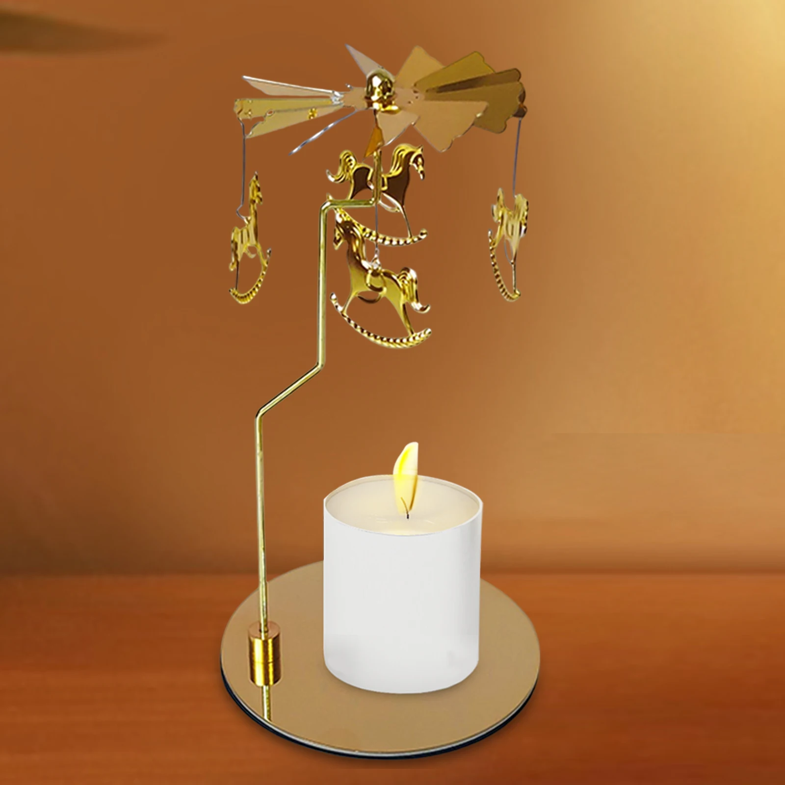 Golden Romantic Rotating Candlestick Fairy Rotating Candlestick Tealight Candle Holder Tea Light Candle Holder Dinner Christmas