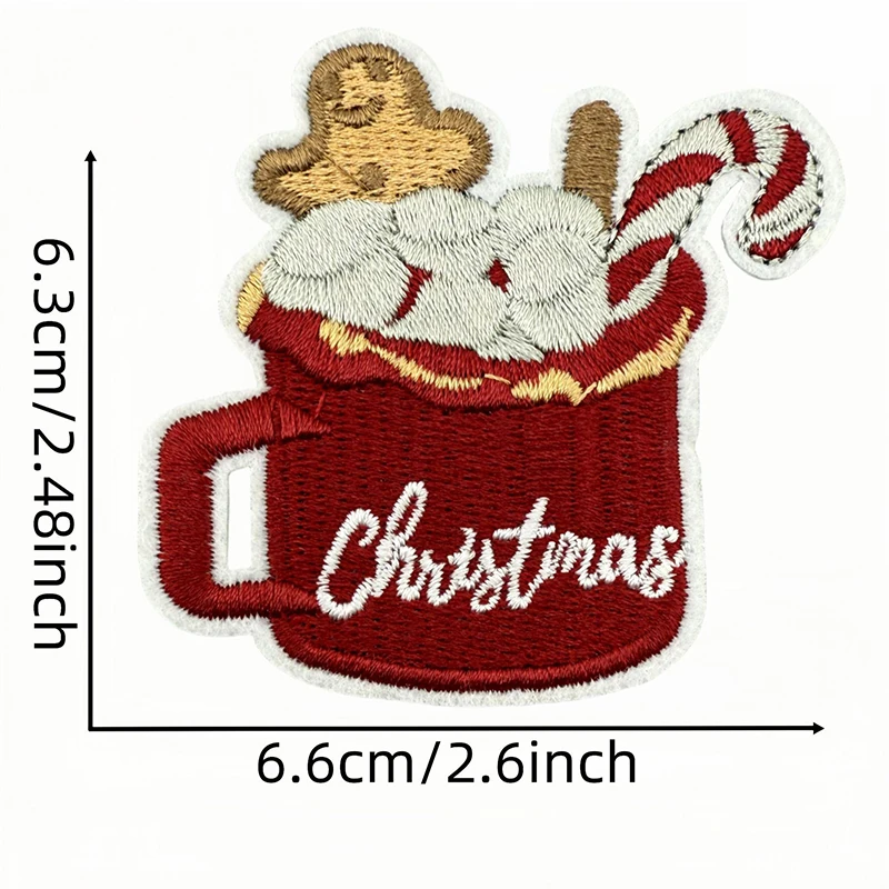 10PCS/lots Christmas Stockings Embroidered Patch Clothes Sew DIY Santa Claus Elk Patch Iron On Patches For Clothing Decoration