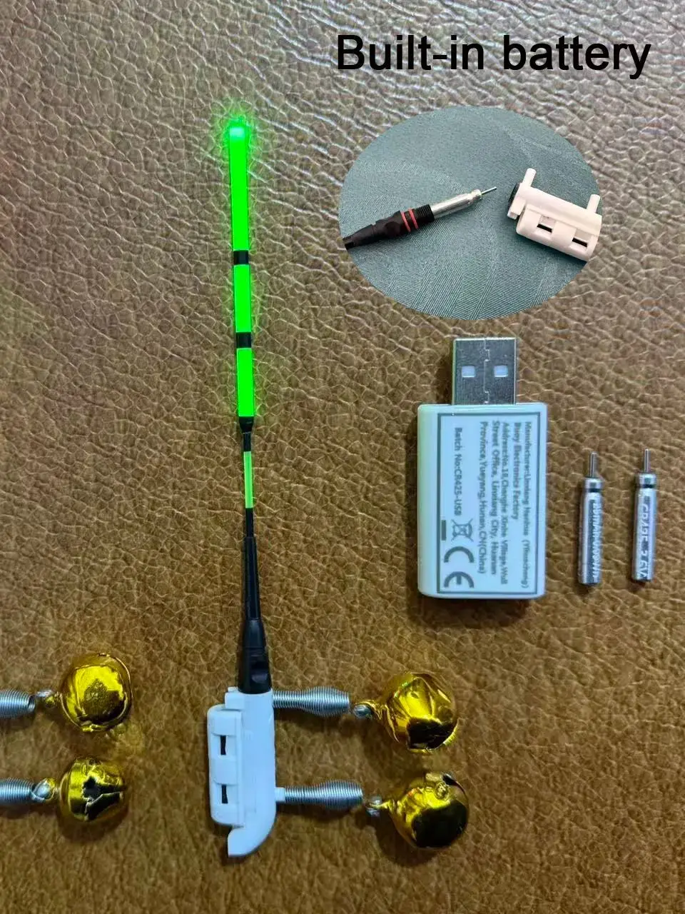 2 Angelrutenleuchten + 2 wiederaufladbare Batterien + 1 USB-Ladegerät, Nachtangelrutenleuchte mit CR425 wiederaufladbarem Akku + Ladegerät – Detail 3