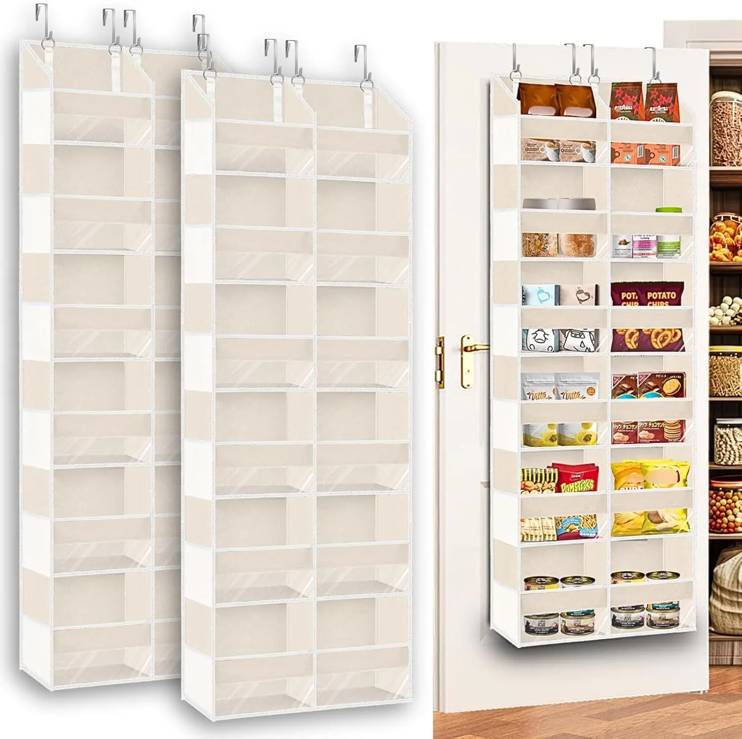 

Набор из 2 органайзеров для хранения над дверью с 6 ярусами и прозрачным окном, очень вместительный для игрушек и обуви, выдерживает до 80 фунтов.