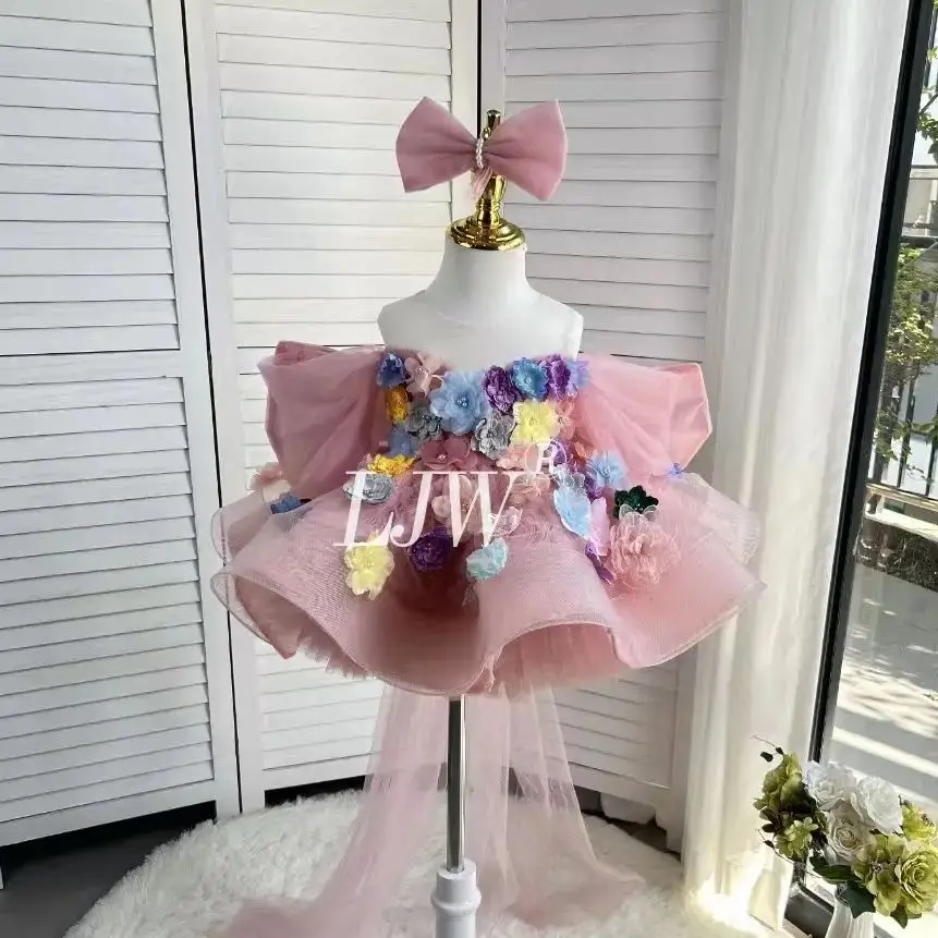 

Luxurious and elegant French Style Flower Girl Princess Dress baby girl Piano Recital Host Outfit Kids Birthday Party Pageant G
